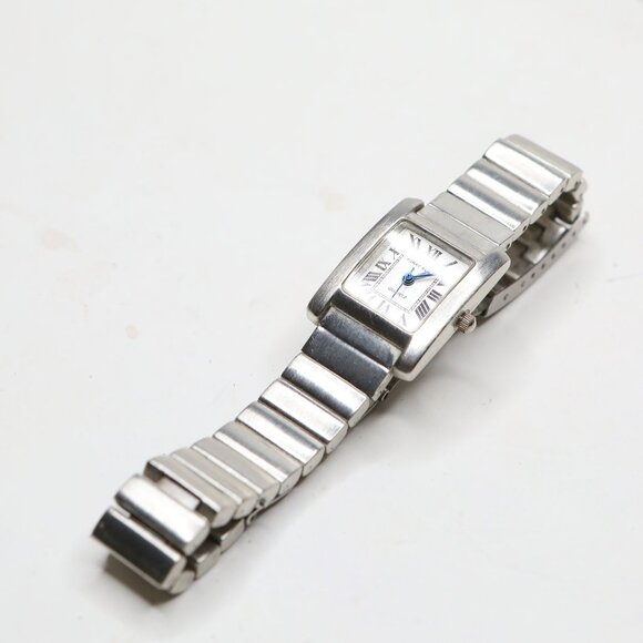 Perry Ellis Women's Silver Tone Roman Numeral Quartz Watch Small Rectangle Dress - Picture 11 of 13